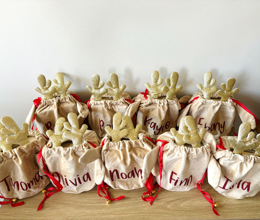 Mini Reindeer Velvet Gift Bag