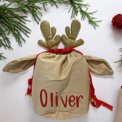 Mini Reindeer Velvet Gift Bag