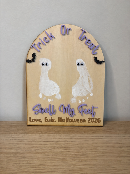 Baby Footprint Halloween Keepsake Plaque