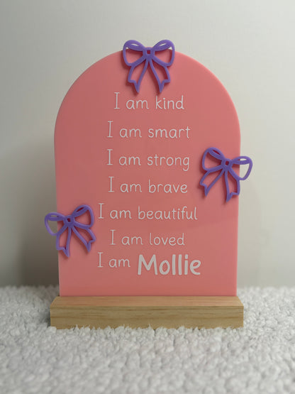 Bow Affirmations Plaque