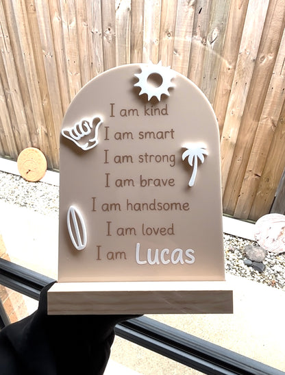 Surfy Vibes Affirmations Plaque