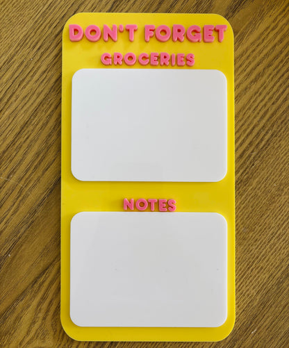 Notes and Grocery List Fridge Board